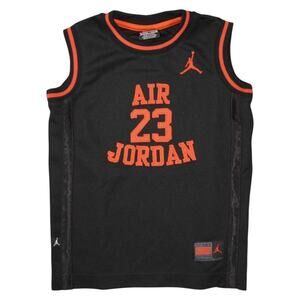 AIR 23 JORDAN Kids Black & Orange Basketball Jersey Youth Size M (5-6 YRS)